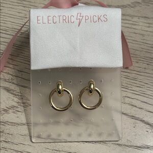 Electric Picks Gold Tone Earrings